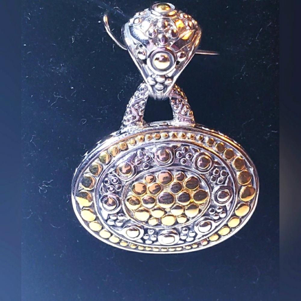 Vintage Gold Vermeil Over Sterling Silver Fancy Beaded Slide Pendant